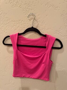 Women’s Pink Crop Top - Sleeveless Scoop Neck